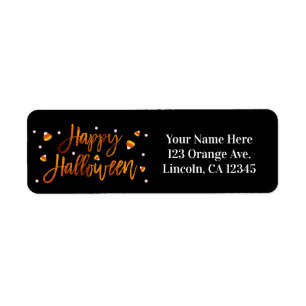 Etiqueta Feliz Halloween Naranja Lámina Moderna Escritura M