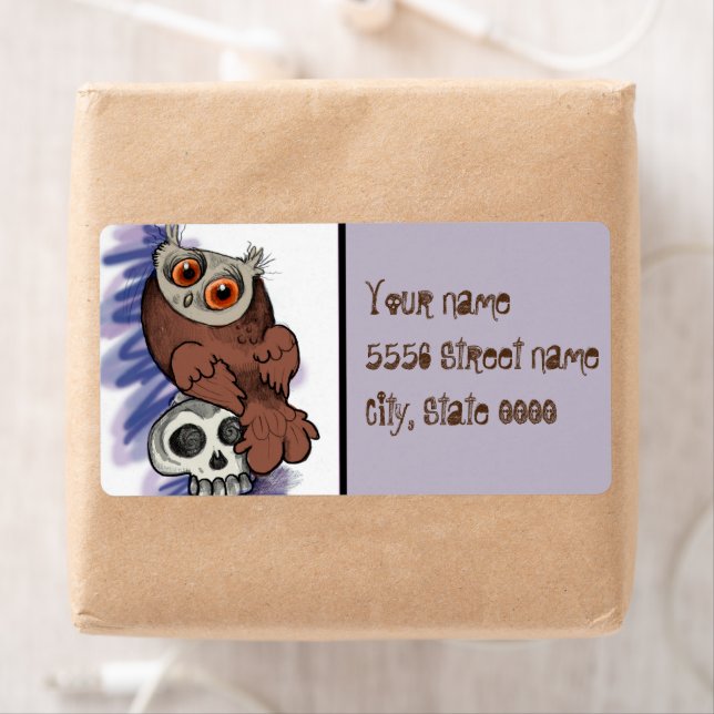 Etiqueta ¡Feliz Halloween! Scardy Owl Skull (In situ)