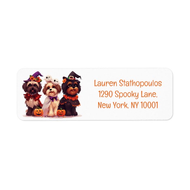 Etiqueta Feliz Halloween Shih Tzu Dogs (Frente)