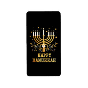 Etiqueta Feliz Hanukkah Chanukkah Navidad coincidente