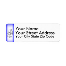 Etiqueta Feliz Hanukkah de 2 tonos de fondo blanco azul