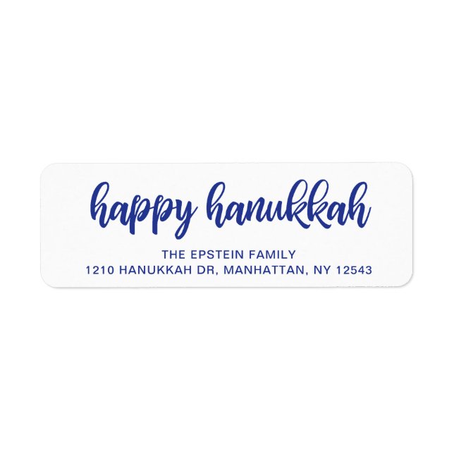 Etiqueta Feliz Hanukkah dirección de regreso de vacaciones  (Frente)