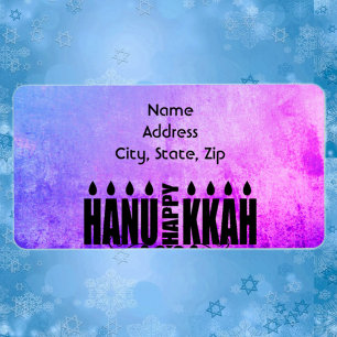 Etiqueta Feliz Hanukkah Menorah
