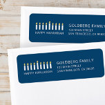 Etiqueta Feliz Hanukkah | Sencillo y moderno saludo a la ve<br><div class="desc">Se trata de un diseño sencillo,  minimalista y moderno de los candelabros de Menorah o del templo.</div>