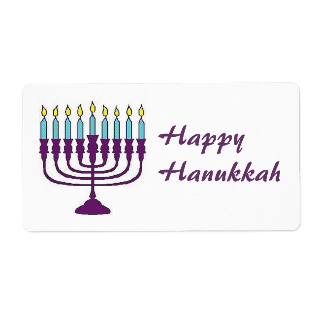 Etiqueta Feliz Hanukkah Shalom (Frente)
