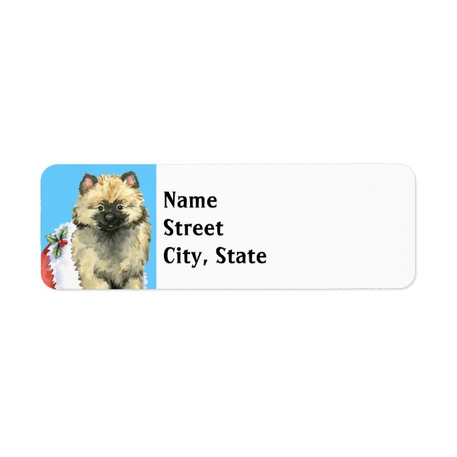 Etiqueta Feliz Howlidays Keeshond (Frente)