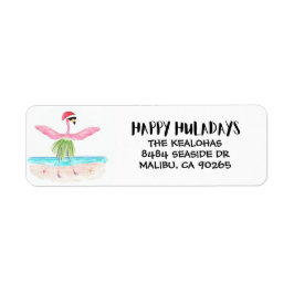 Etiqueta Feliz Huladays Flamingo Santa Tropical Navidades