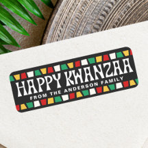 Feliz Kwanzaa mosaico africano bordes nombre perso