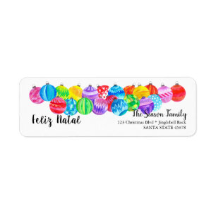 Etiqueta Feliz Natal Christmas handpainted watercolor label