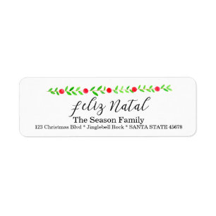 Etiqueta Feliz Natal, watercolor Christmas banner