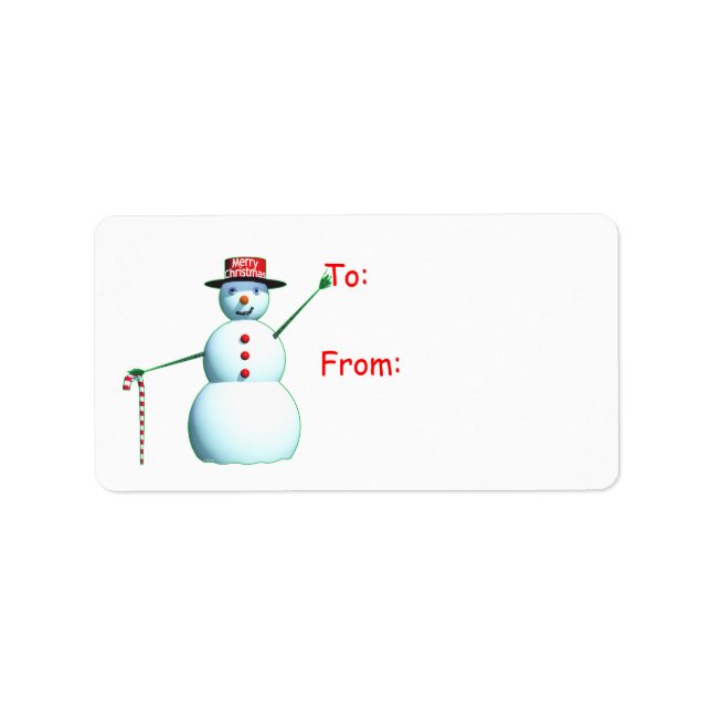 Etiqueta Feliz Navidad 3D Snowman (Frente)