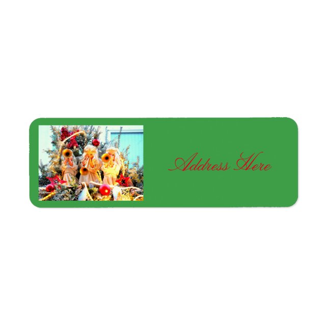 Etiqueta Feliz Navidad a los ángeles anunciando (Frente)