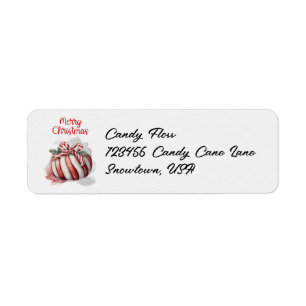 Etiqueta Feliz Navidad acuarela Candy Cane Candy