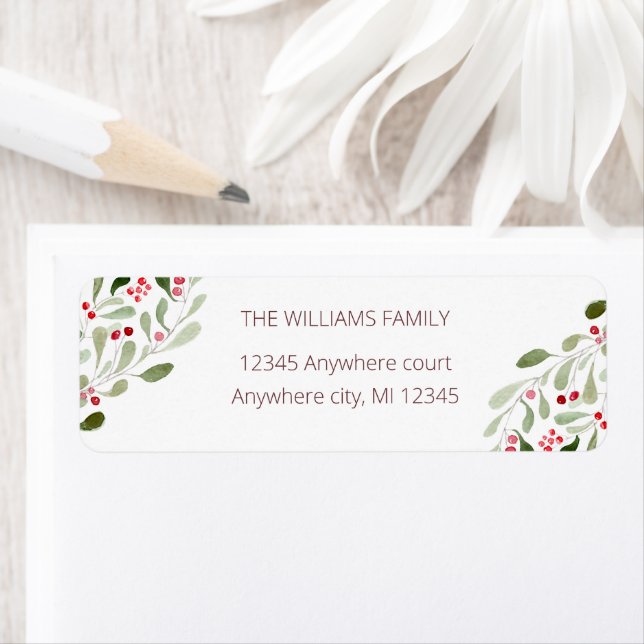 Etiqueta Feliz navidad acuarela dirección de retorno sana (In situ)