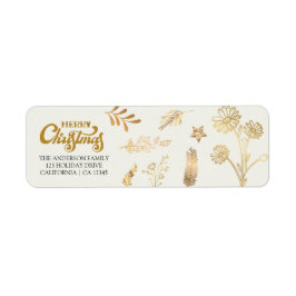 Etiqueta Feliz Navidad Arco de oro blanco elegante direcció