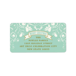 Etiqueta Feliz Navidad Art Nouveau Dirección de feriado flo