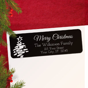 Etiqueta Feliz navidad Black Modern Return Address