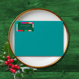 Etiqueta Feliz Navidad Bloque de Color Verde Dirección Post