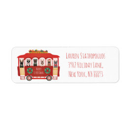 Etiqueta Feliz Navidad Bulldoges franceses Holiday Trolly