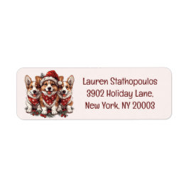 Etiqueta Feliz Navidad Cachorros Pembroke Welsh Corgi