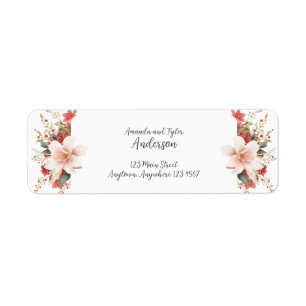Etiqueta Feliz Navidad Caligrafía Floral Acuarela