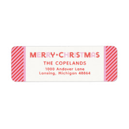 Etiqueta Feliz Navidad Candy Cane Stripe Personalizado