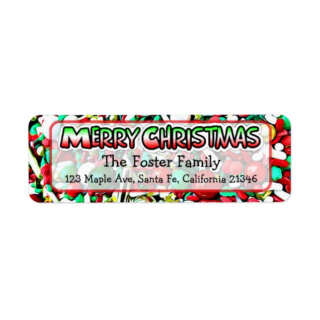 Etiqueta Feliz Navidad Candy Sprinkles Whimsical (Frente)