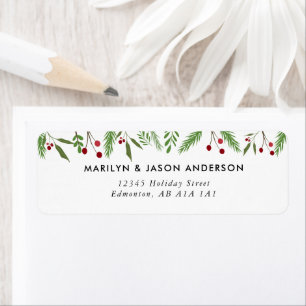 Etiqueta Feliz Navidad Collage Personalizado Modern Holly