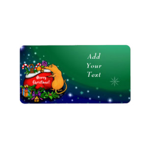 Etiqueta Feliz Navidad con el príncipe rata