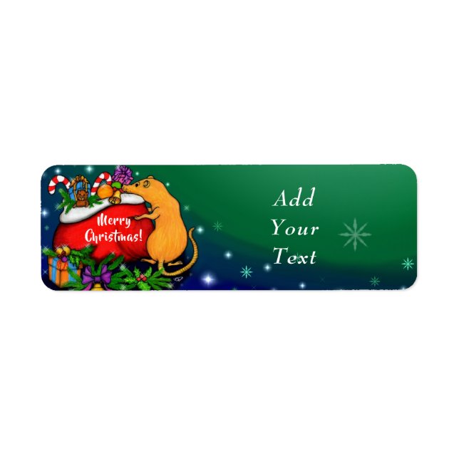 Etiqueta Feliz Navidad con el príncipe rata (Frente)