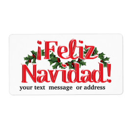 Etiqueta Feliz Navidad con Holly