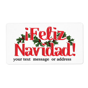 Etiqueta Feliz Navidad con Holly