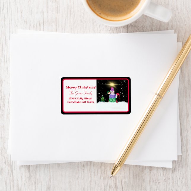 Etiqueta Feliz Navidad con regalos de Navidad (In situ)