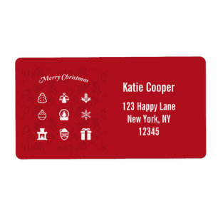 Etiqueta Feliz Navidad, conjunto de íconos populares