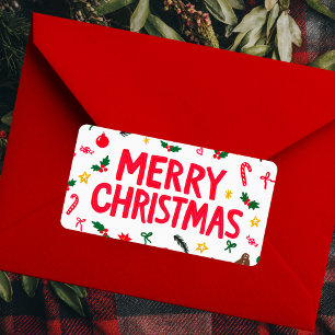 Etiqueta Feliz Navidad Cute Dibujado a Mano Doodle PERSONAL