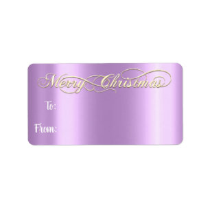 Etiqueta Feliz Navidad De A A Mano Leída Dorado Púrpura