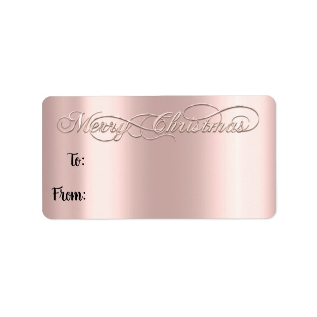 Etiqueta Feliz Navidad De A A Mano, Polvo Rosa Leído (Frente)