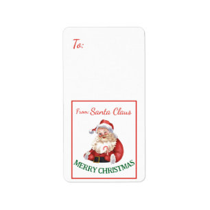 Etiqueta Feliz Navidad de Papá Noel Vintage