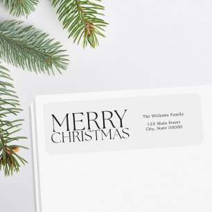Etiqueta Feliz Navidad, dirección de regreso Minimalista mo