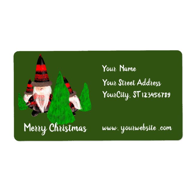 Etiqueta Feliz Navidad, Divertidos Enanos Personalizados (Frente)