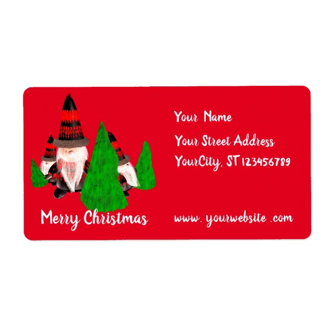 Etiqueta Feliz Navidad, Divertidos Enanos Personalizados (Frente)