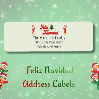 Etiqueta Feliz Navidad Elfos Festivos Dirección de Retorno