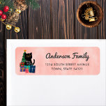 Etiqueta Feliz Navidad Gato Negro Lindo Dirección de Devolu<br><div class="desc">¿Buscas la idea de regalo perfecta para tu mamá gata/amante de gatos/ dueña de gatos esta temporada navideña? ¡Mira nuestra etiqueta de Dirección de Devolución Rosa con Feliz Navidad Gato Negro Lindo! Este diseño de gato de Navidad divertido y adorable está dibujado a mano por mí :) Una idea de...</div>