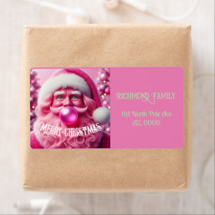 Etiqueta Feliz Navidad Gay Retro Pink Bubble Gum   Personal