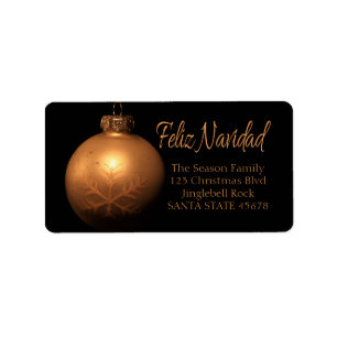 Etiqueta Feliz Navidad  Golden ornament label