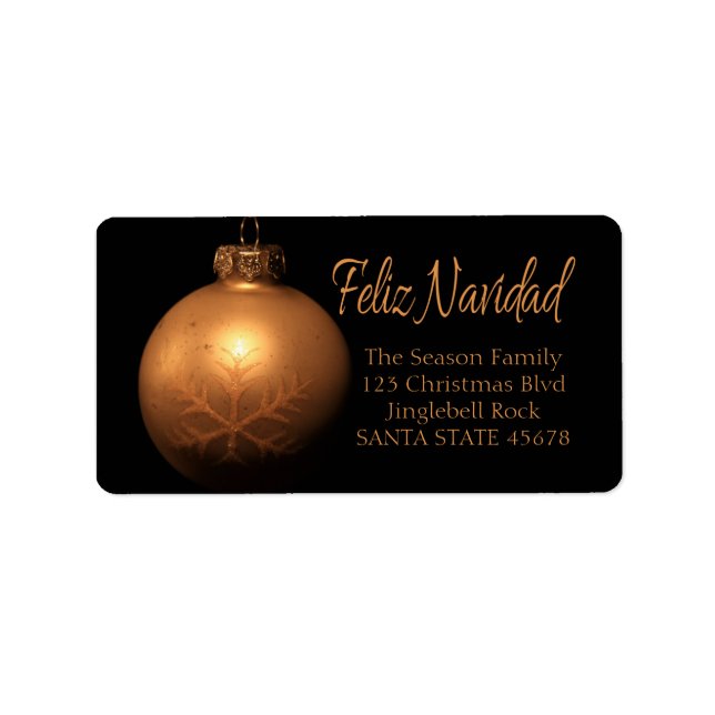 Etiqueta Feliz Navidad  Golden ornament label (Frente)
