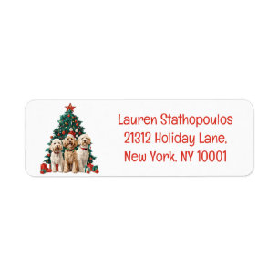 Etiqueta Feliz Navidad Goldendoodle Dogs