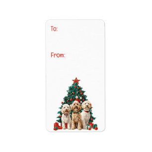 Etiqueta Feliz Navidad Goldendoodle Dogs