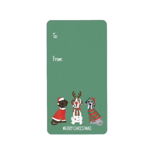Etiqueta Feliz Navidad Grandes perros daneses (Frente)