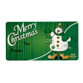 Etiqueta Feliz Navidad Green Snowman Gift Tag